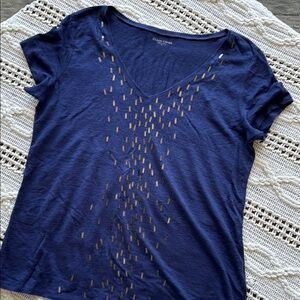 Eileen Fisher Blue Sequins Short Sleeve T-Shirt